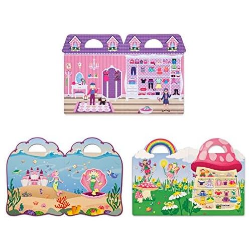  [아마존베스트]Melissa & Doug Puffy Sticker Play Set 3-Pack, Dress-Up, Mermaid, Fairy Reusable Sticker Activity Pads (Double-Sided Background, Includes Puffy Stickers)