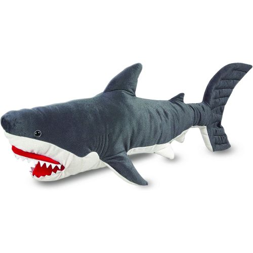  [아마존베스트]Melissa & Doug Shark Giant Stuffed Animal (Wildlife, Soft Polyester Fabric, Beautiful Shark Markings, Handcrafted, 13” H x 41” W x 16” L)