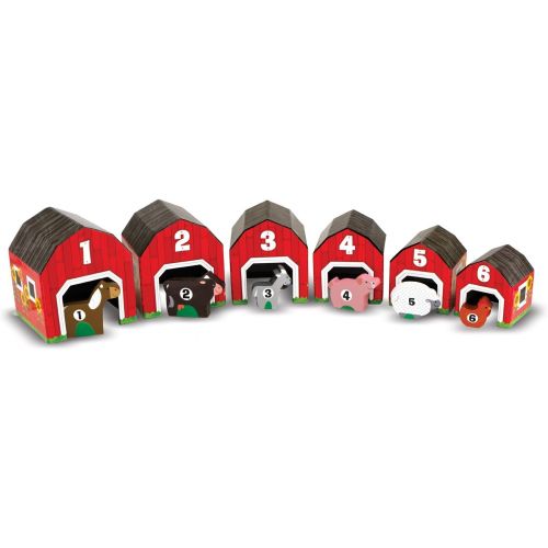  [아마존베스트]Melissa & Doug Nesting and Sorting Barns and Animals With 6 Numbered Barns and Matching Wooden Animals