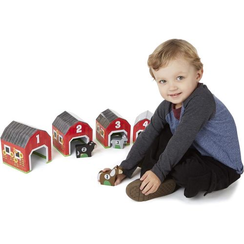  [아마존베스트]Melissa & Doug Nesting and Sorting Barns and Animals With 6 Numbered Barns and Matching Wooden Animals