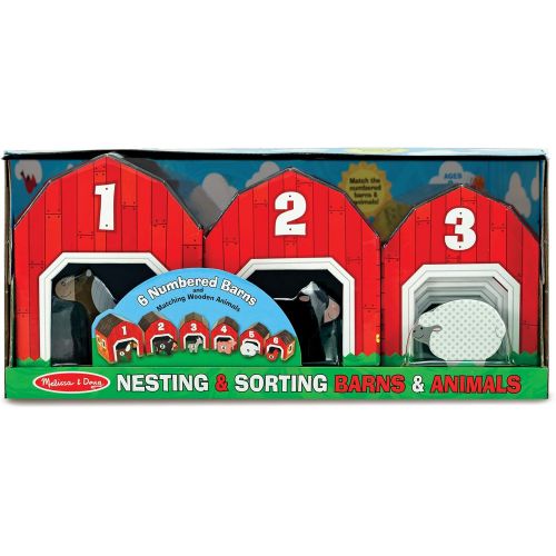  [아마존베스트]Melissa & Doug Nesting and Sorting Barns and Animals With 6 Numbered Barns and Matching Wooden Animals