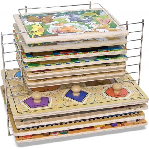  [아마존베스트]Melissa & Doug Deluxe Wire Puzzle Storage Rack (Sturdy Metal Construction, Pre-assembled, Wooden Puzzle Storage, 16.5” H x 13.2” W x 8.2” L)