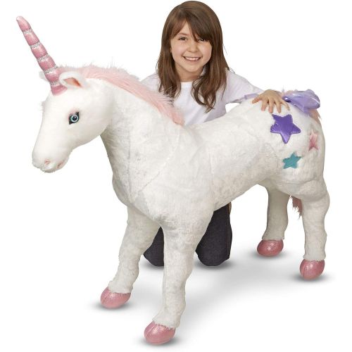  [아마존베스트]Melissa & Doug Giant Unicorn (Stuffed Animals & Play Toys, Sturdy Wireframe Construction, Pure White Plush Fur, 32 H x 45 W x 12 L)