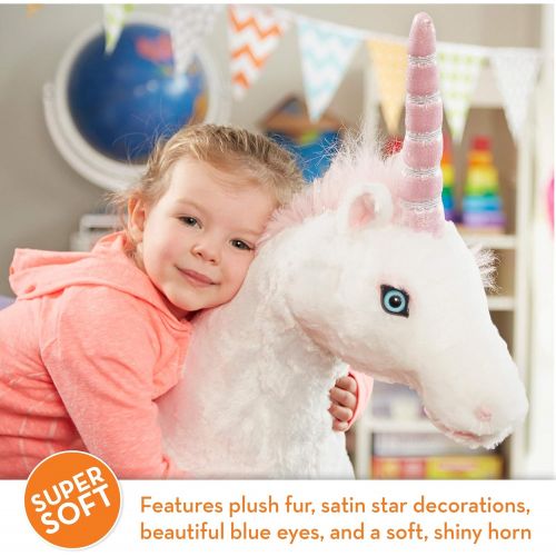  [아마존베스트]Melissa & Doug Giant Unicorn (Stuffed Animals & Play Toys, Sturdy Wireframe Construction, Pure White Plush Fur, 32 H x 45 W x 12 L)