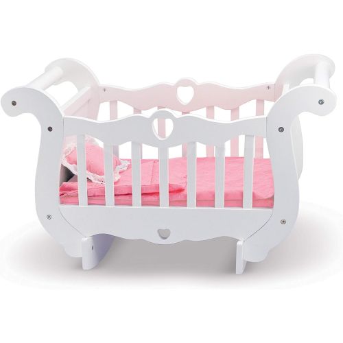  [아마존베스트]Melissa & Doug White Wooden Doll Crib With Bedding (30 x 18 x 16 inches)