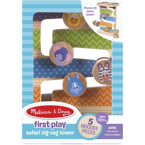  [아마존베스트]Melissa & Doug First Play Wooden Safari Zig-Zag Tower (4 Rolling Pieces)