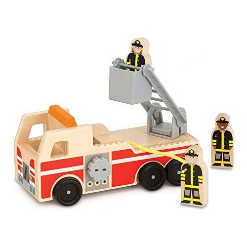  [아마존베스트]Melissa & Doug Wooden Fire Truck With 3 Firefighter Play Figures