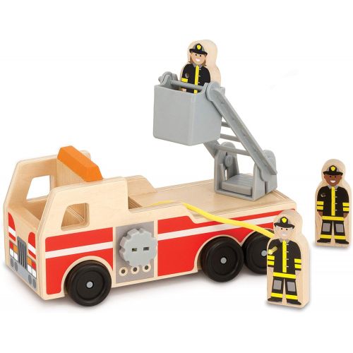  [아마존베스트]Melissa & Doug Wooden Fire Truck With 3 Firefighter Play Figures