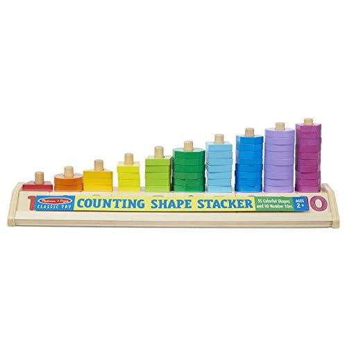  [아마존베스트]Melissa & Doug Counting Shape Stacker (Wooden Educational Toy with 55 Shapes and 10 Number Tiles)