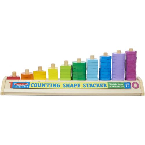  [아마존베스트]Melissa & Doug Counting Shape Stacker (Wooden Educational Toy with 55 Shapes and 10 Number Tiles)