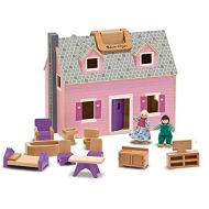 [아마존베스트]Melissa & Doug Fold & Go Mini Dollhouse (Portable Wooden Dollhouse, Working Doors, Sturdy Carrying Handles, 10.4” H × 11.9” W × 16.7” L)