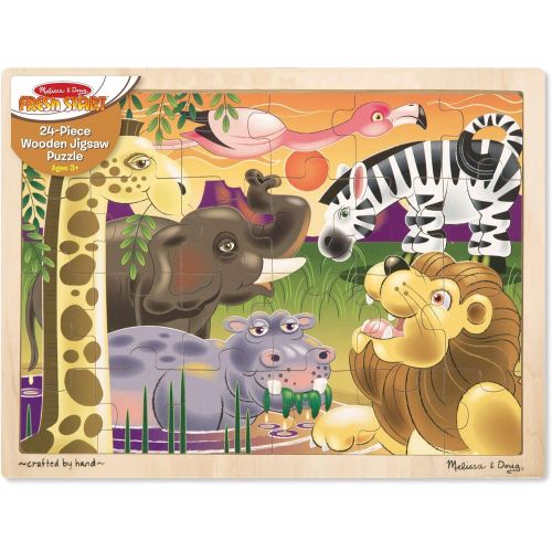  [아마존베스트]Melissa & Doug African Plains Wooden Jigsaw Puzzle (Preschool, Sturdy Wooden Construction, 24 Pieces, 15.55″ H × 11.6″ W × 0.35″ L)