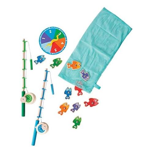  [아마존베스트]Melissa & Doug Catch & Count Wooden Fishing Game (Developmental Toy, 2 Magnetic Rods)