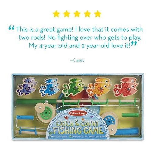  [아마존베스트]Melissa & Doug Catch & Count Wooden Fishing Game (Developmental Toy, 2 Magnetic Rods)