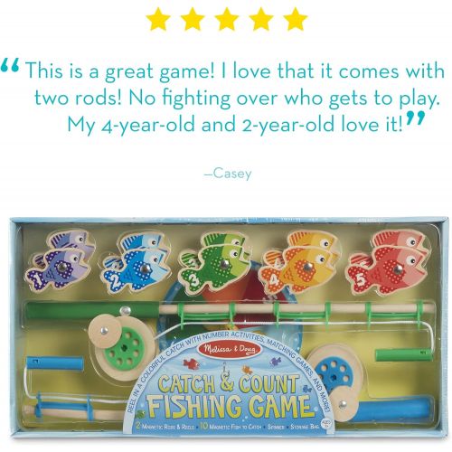  [아마존베스트]Melissa & Doug Catch & Count Wooden Fishing Game (Developmental Toy, 2 Magnetic Rods)