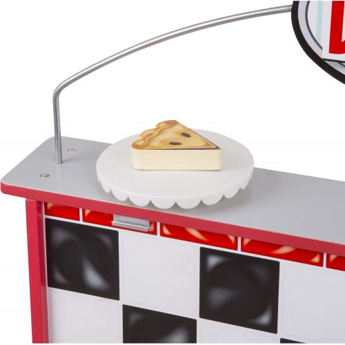  [아마존베스트]Melissa & Doug Star Diner Restaurant (Play Set & Kitchen, Wooden Diner Play Set, Two Play Spaces in One, 35 H x 23 W x 43.5 L)