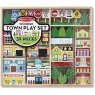 [아마존베스트]Melissa & Doug Wooden Town Play Set, Vehicles, Wooden Streetscape, Sturdy Wooden Construction, Storage Tray, 32 Pieces, 17” H x 14.6” W x 2.2” L