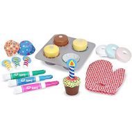 [아마존베스트]Melissa & Doug Bake & Decorate Cupcake Set (Pretend Play, Colorful Wooden Play-Food Set, Materials, 22 Pieces, 13” H x 10.4” W x 3” L)