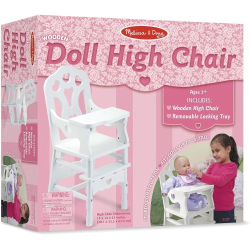  [아마존베스트]Melissa & Doug 9382 White Wooden 20-Inches Tall Doll High Chair