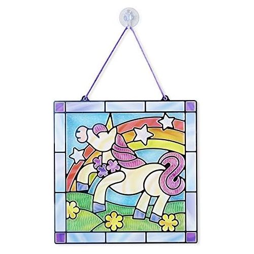  [아마존베스트]Melissa & Doug Stained Glass Made Easy Activity Kit, Arts and Crafts, Develops Problem Solving Skills, Unicorn, 70+ Stickers