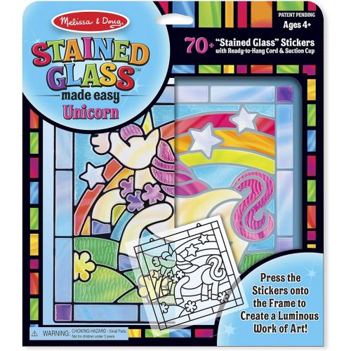  [아마존베스트]Melissa & Doug Stained Glass Made Easy Activity Kit, Arts and Crafts, Develops Problem Solving Skills, Unicorn, 70+ Stickers