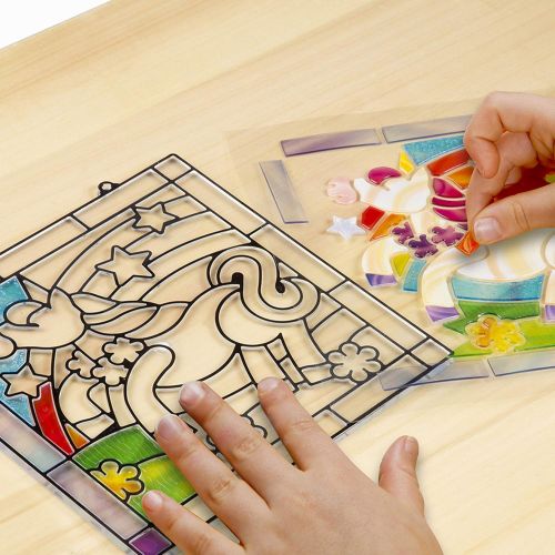  [아마존베스트]Melissa & Doug Stained Glass Made Easy Activity Kit, Arts and Crafts, Develops Problem Solving Skills, Unicorn, 70+ Stickers