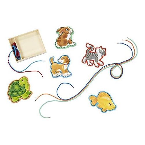  [아마존베스트]Melissa & Doug Lace & Trace Activity Set: Pets (5 Wooden Panels and 5 Matching Laces)