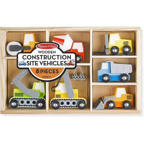  [아마존베스트]Melissa & Doug Wooden Construction Site Vehicles With Wooden Storage Tray (8 pcs)