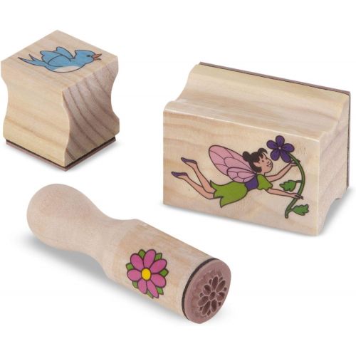  [아마존베스트]Melissa & Doug Stamp-a-Scene Wooden Stamp Set: Fairy Garden, 20 Wooden Stamps, 5 Colored Pencils, and 2-Color Stamp Pad, 10.5 H x 11.25 W x 1.5 L