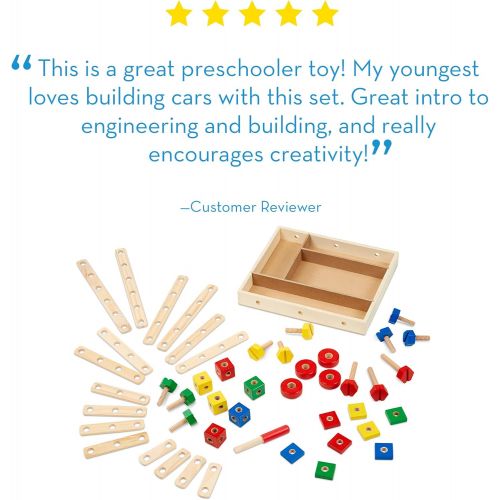  [아마존베스트]Melissa & Doug Wooden Construction Building Set in a Box (Developmental Toy, 48 Pieces)