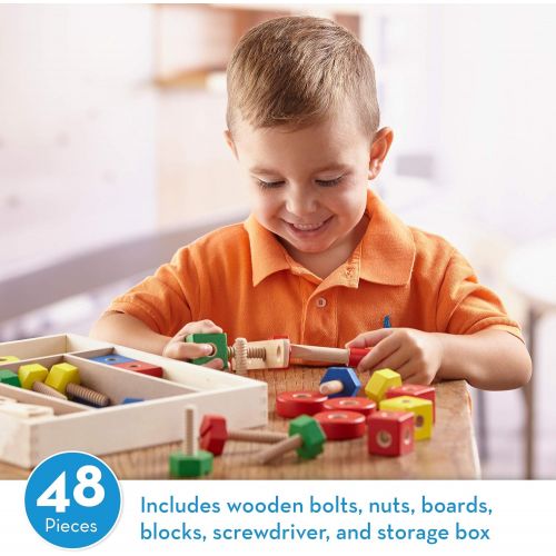  [아마존베스트]Melissa & Doug Wooden Construction Building Set in a Box (Developmental Toy, 48 Pieces)