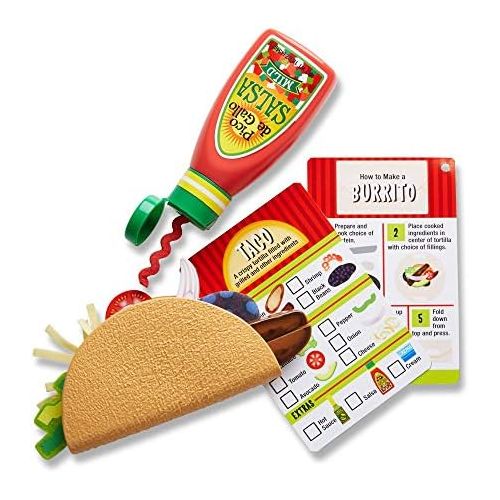  [아마존베스트]Melissa & Doug Fill & Fold Taco & Tortilla Set (Play Food, Sliceable Wooden Mexican Play Food, Skillet & More, 43 Pieces)