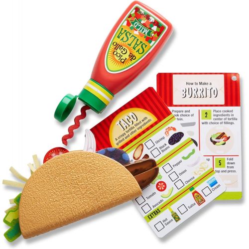  [아마존베스트]Melissa & Doug Fill & Fold Taco & Tortilla Set (Play Food, Sliceable Wooden Mexican Play Food, Skillet & More, 43 Pieces)