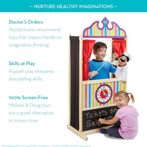  [아마존베스트]Melissa & Doug Deluxe Puppet Theater (Sturdy Non-Tip Base, Plush Curtains, 52 ″ H × 18″ W × 24.75″ L)