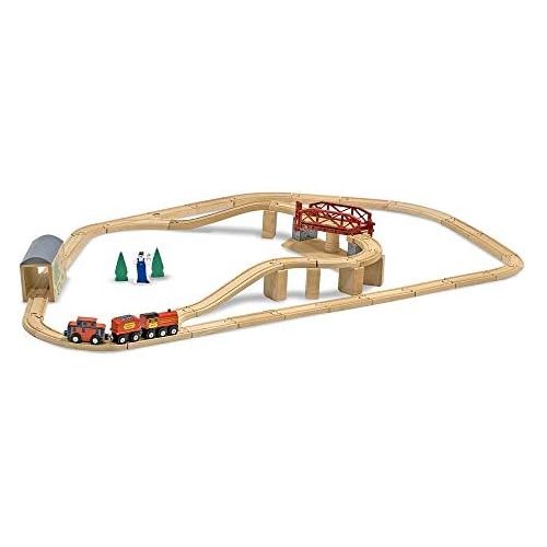  [아마존베스트]Melissa & Doug Childrens Swivel Bridge Wooden Train Set (47 Pieces)