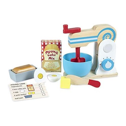  [아마존베스트]Melissa & Doug Wooden Make-a-Cake Mixer Set (Kitchen Toy, Numbered Turning Dials, Encourages Creative Thinking, 11-Piece Set, 13.5″ H × 10″ W × 5″ L)