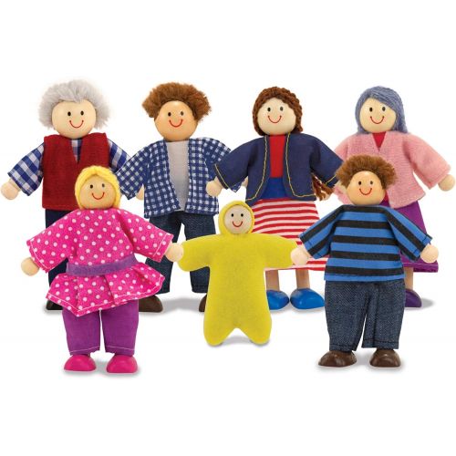  [아마존베스트]Melissa & Doug Wooden Doll Family (Pretend Play, 7 Pieces)