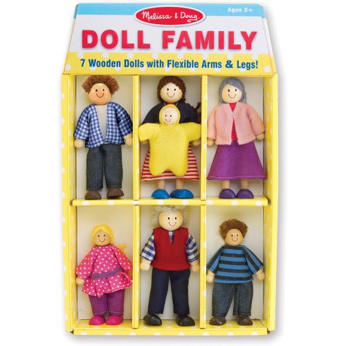  [아마존베스트]Melissa & Doug Wooden Doll Family (Pretend Play, 7 Pieces)
