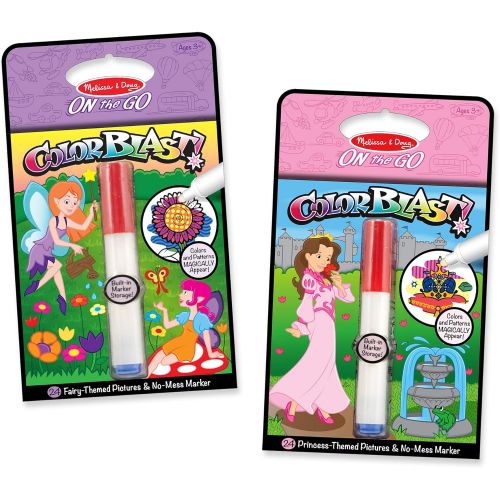  [아마존베스트]Melissa & Doug On the Go ColorBlast No-Mess Coloring 2-Pack, Princess, Fairy (24 Color-Reveal Pictures, Invisible Ink Marker)