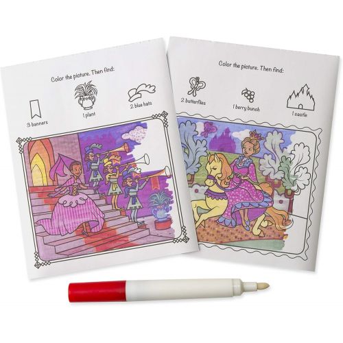  [아마존베스트]Melissa & Doug On the Go ColorBlast No-Mess Coloring 2-Pack, Princess, Fairy (24 Color-Reveal Pictures, Invisible Ink Marker)