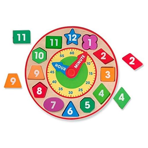  [아마존베스트]Melissa & Doug Shape Sorting Clock (Developmental Toy, Sturdy Wooden Construction, Develop Time-Telling Skills, 10 H x 10 W x 3.5 L)