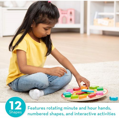  [아마존베스트]Melissa & Doug Shape Sorting Clock (Developmental Toy, Sturdy Wooden Construction, Develop Time-Telling Skills, 10 H x 10 W x 3.5 L)