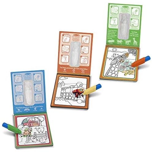  [아마존베스트]Melissa & Doug On the Go Water Wow! Reusable Water-Reveal Activity Pads, 3-pk, Vehicles, Animals, Safari