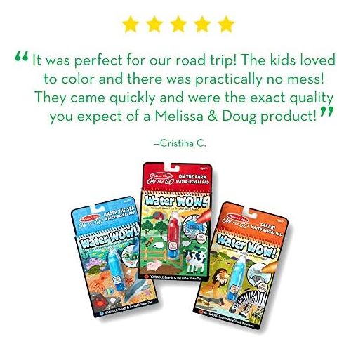  [아마존베스트]Melissa & Doug On The Go Water Wow! Activity Pad 6-Pack, Farm, Safari, Adventure, Colors & Shapes, Wacky Animals, Under The Sea (Reusable Water-Reveal Coloring Books)