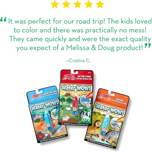  [아마존베스트]Melissa & Doug On The Go Water Wow! Activity Pad 6-Pack, Farm, Safari, Adventure, Colors & Shapes, Wacky Animals, Under The Sea (Reusable Water-Reveal Coloring Books)