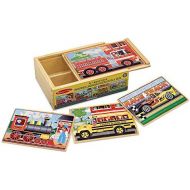 [아마존베스트]Melissa & Doug Vehicles Jigsaw Puzzles in a Box (Four Wooden Puzzles, Sturdy Wooden Storage Box, 12-Piece Puzzles, 8 H x 6 W x 2.5 L)