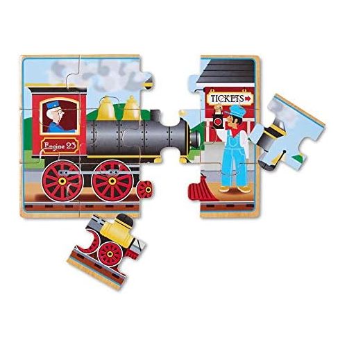  [아마존베스트]Melissa & Doug Vehicles Jigsaw Puzzles in a Box (Four Wooden Puzzles, Sturdy Wooden Storage Box, 12-Piece Puzzles, 8 H x 6 W x 2.5 L)