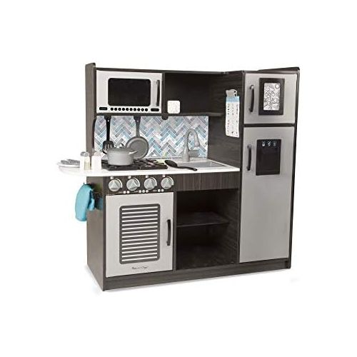  [아마존베스트]Melissa & Doug Wooden Chef’s Pretend Play Toy Kitchen With “Ice” Cube Dispenser, Easy to Assemble, Charcoal, 39 H x 15.5 W x 43.25 L