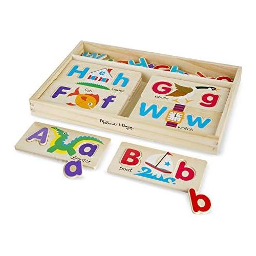  [아마존베스트]Melissa & Doug ABC Picture Boards - Educational Toy With 13 Double-Sided Wooden Boards and 52 Letters