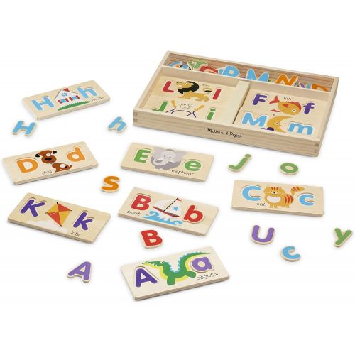  [아마존베스트]Melissa & Doug ABC Picture Boards - Educational Toy With 13 Double-Sided Wooden Boards and 52 Letters